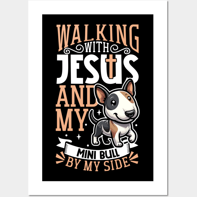 Jesus and dog - Miniature Bull Terrier Wall Art by Modern Medieval Design